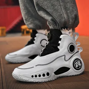 Mens Basketball Shoes Non Slip Sneakers Professional Basketball Sports Shoes for Men Running Shoes (White,8.5)