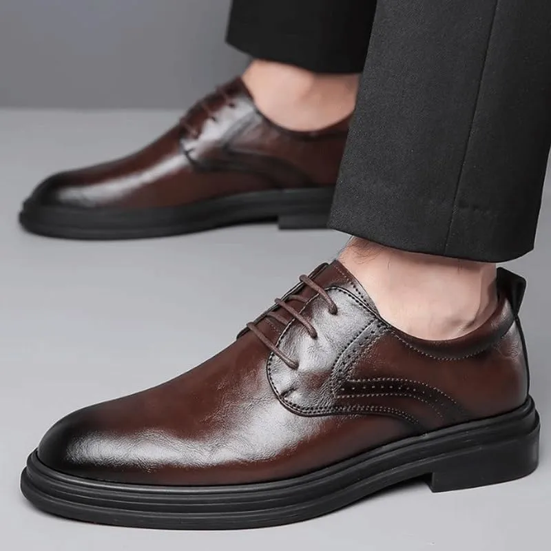 Men's Classic Formal Oxfords Classic Round Toe Lace Up Lug Sole Soft Bottom Business Work Dress Shoes Mens Fashion Orthopedic Shoes
