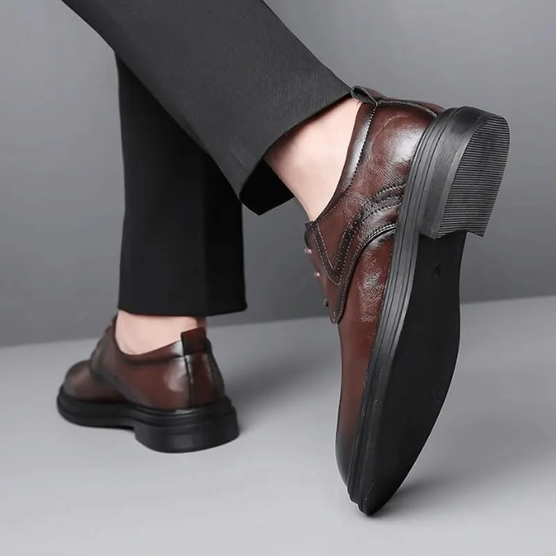 Men's Classic Formal Oxfords Classic Round Toe Lace Up Lug Sole Soft Bottom Business Work Dress Shoes Mens Fashion Orthopedic Shoes