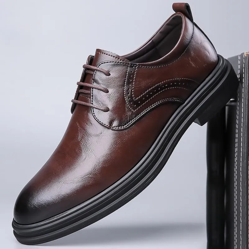 Men's Classic Formal Oxfords Classic Round Toe Lace Up Lug Sole Soft Bottom Business Work Dress Shoes Mens Fashion Orthopedic Shoes