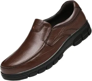 Men's Dress Shoes, Casual Breathable Leather Loafers, Slip-On Formal Business Shoes, Height Increase Loafers for Men