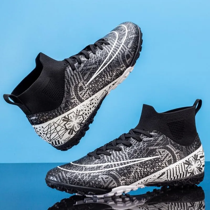 Men's Football Boots Indoor and Outdoor Football Shoes Sports Shoes Futsal Shoes TF Non-Slip Sole high top Football Boots