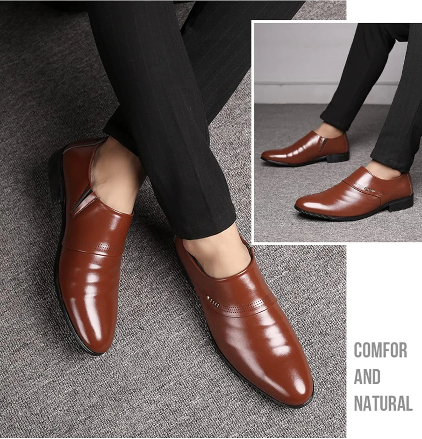 Mens Formal Shoes Dress Loafers Smart Slip-on Shoes Wedding Office Business Casual Loafer for Men