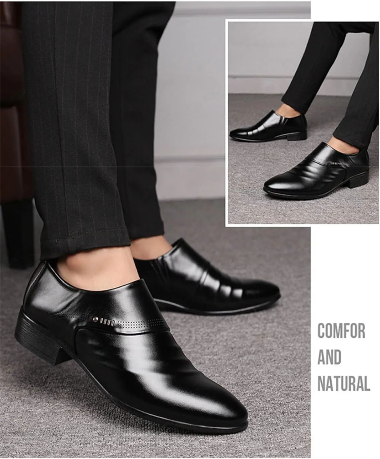 Mens Formal Shoes Dress Loafers Smart Slip-on Shoes Wedding Office Business Casual Loafer for Men