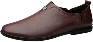 Men's Luxury Leather Dress Shoes, Slip On Men's Loafers, Non-Slip Business Office Formal Shoes, Comfortable Wedding Shoes for Men