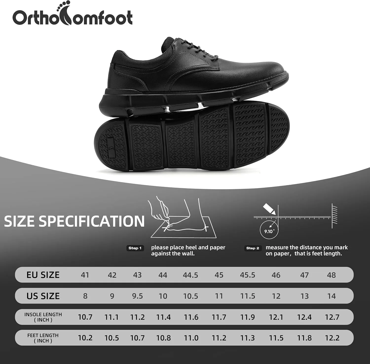 Mens Orthopedic Wide Business Leather Dress Shoes - Arch Support Plantar Fasciitis Classic Oxford - Comfortable Cap Toe Orthotics Patent Tuxedo Sneakers for Foot and Heel Pain Relief