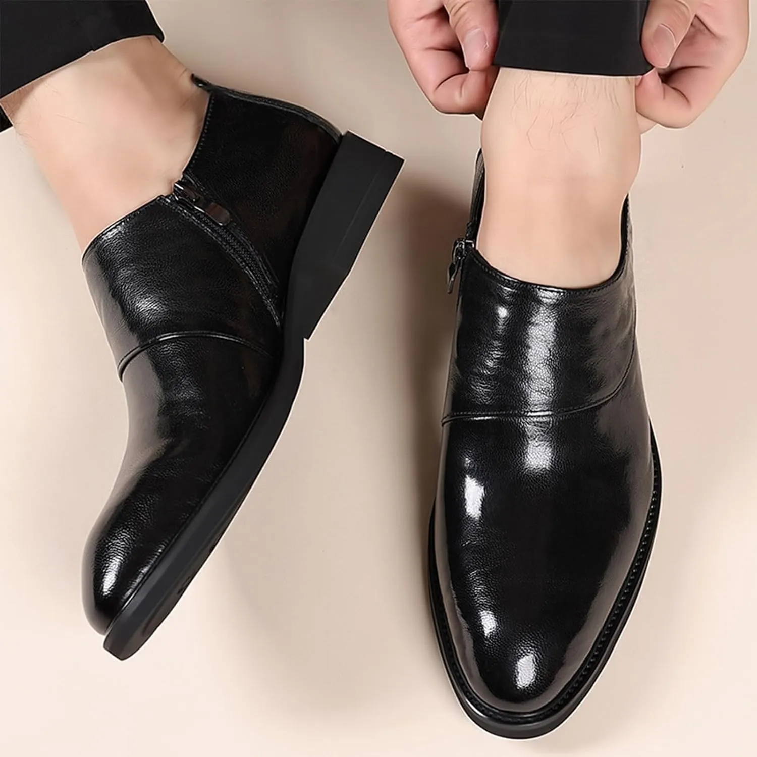 Men's Patent Leather Slip-On Platform Loafer Shoes Fashion Casual New Business Shoes Casual Work Office Comfortable Business Shoes