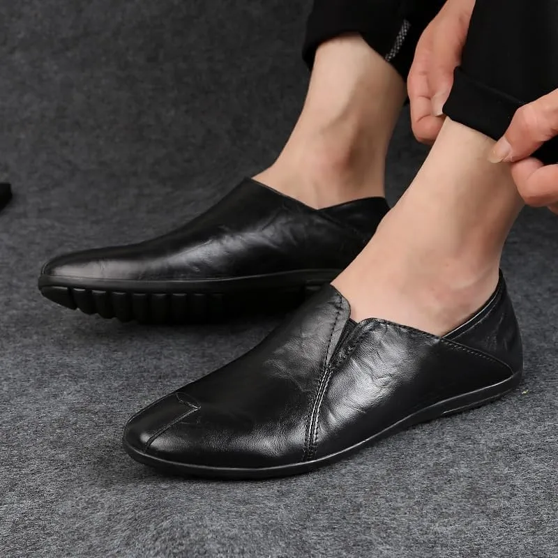 Men's Retro Moccasins Slip-On Loafers, Lightweight Casual Flats, Business Dress Oxfords for Parties and Formal Occasions