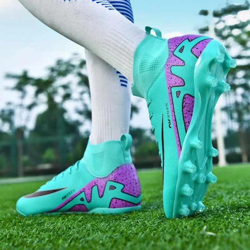 Mens Soccer Shoes Cleats Football Boots Professional Training Outdoor Indoor Sneaker High-Top Spike Breathable Athletic