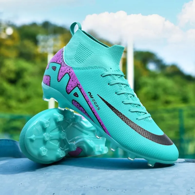 Mens Soccer Shoes Cleats Football Boots Professional Training Outdoor Indoor Sneaker High-Top Spike Breathable Athletic