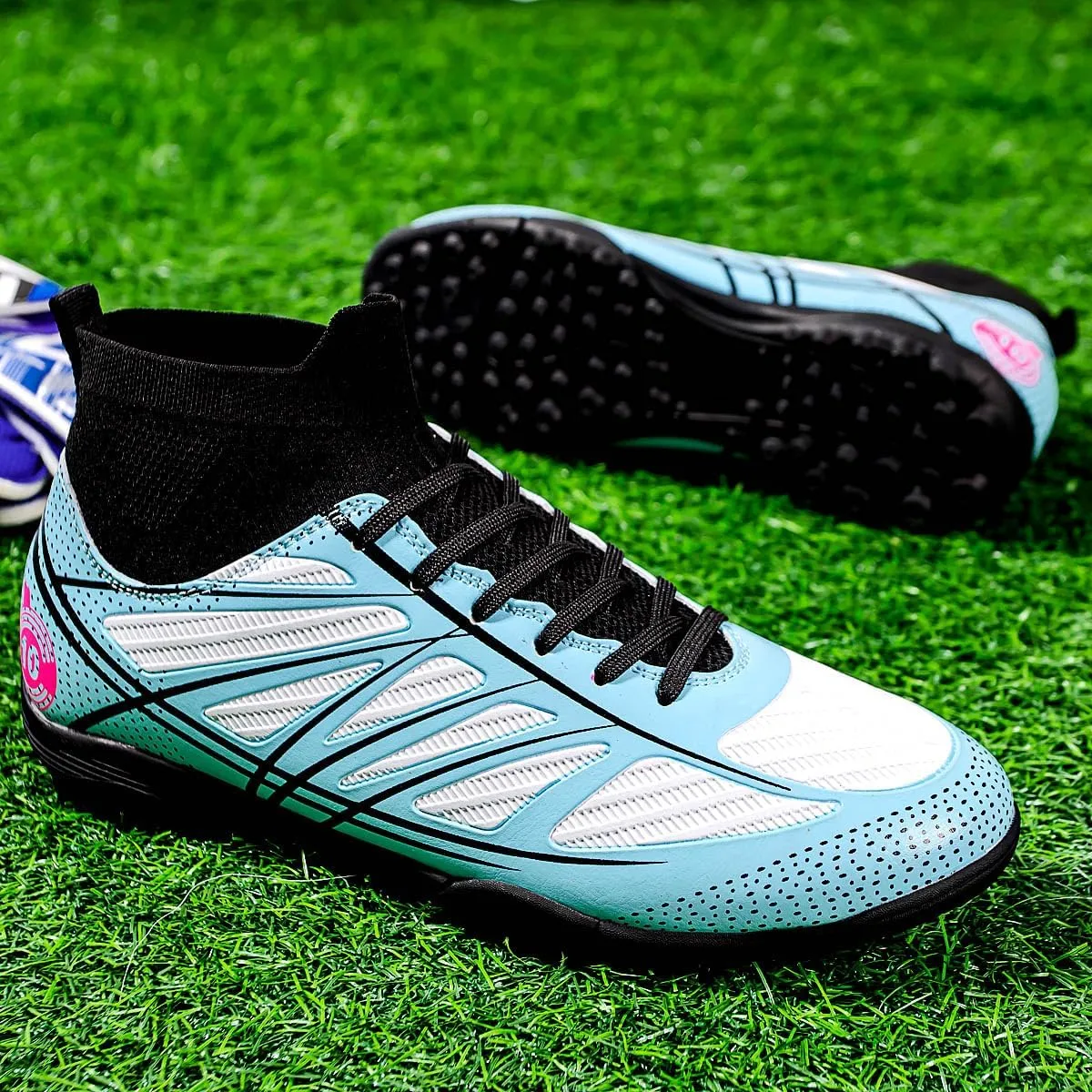 Men??s Soccer Shoes Cleats Football Boots Professional Training Outdoor Indoor Sneaker High-Top Spike Breathable Athletic