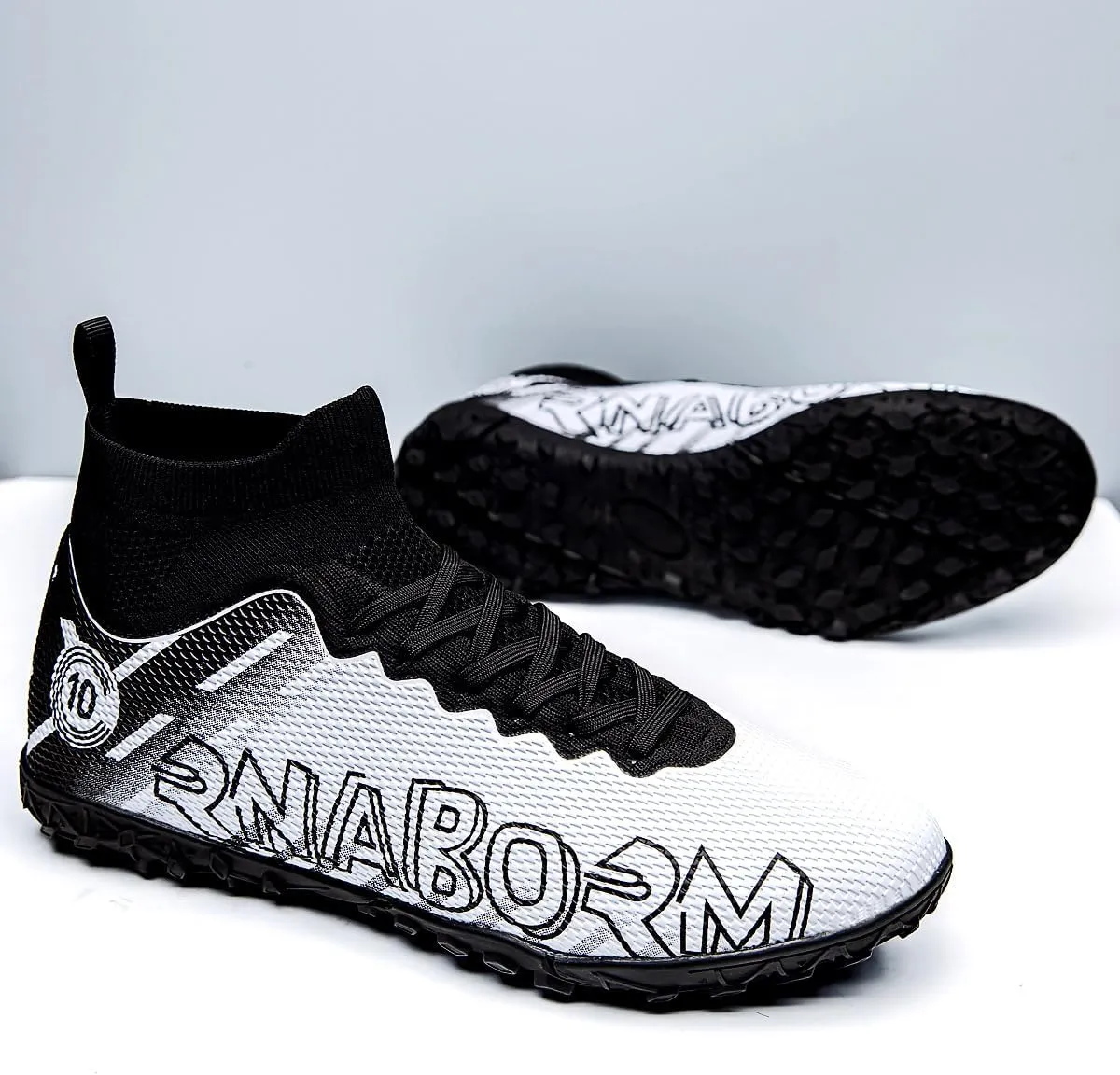 Mens Soccer Shoes Cleats Football Boots Professional Training Outdoor Indoor Sneaker High-Top Spike Breathable Athletic
