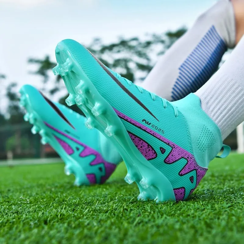 Mens Soccer Shoes Cleats Football Boots Professional Training Outdoor Indoor Sneaker High-Top Spike Breathable Athletic