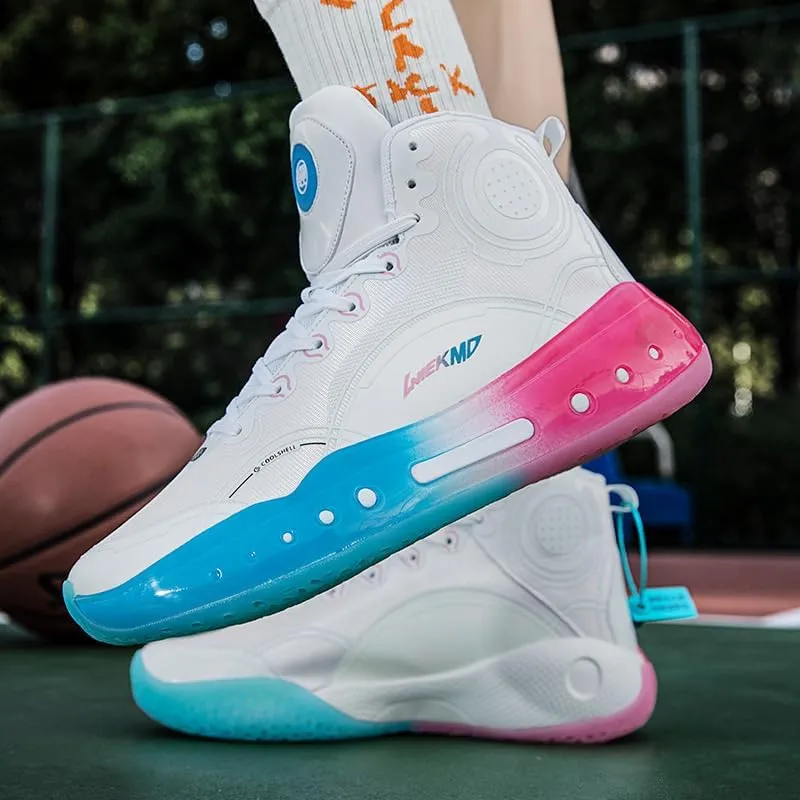 Men's Stylish Athletic Shoes High Upper Basketball Shoes Men Breathable Sports Shoes Anti Slip High Top Mens Basketball Shoes Non Slip Outdoor