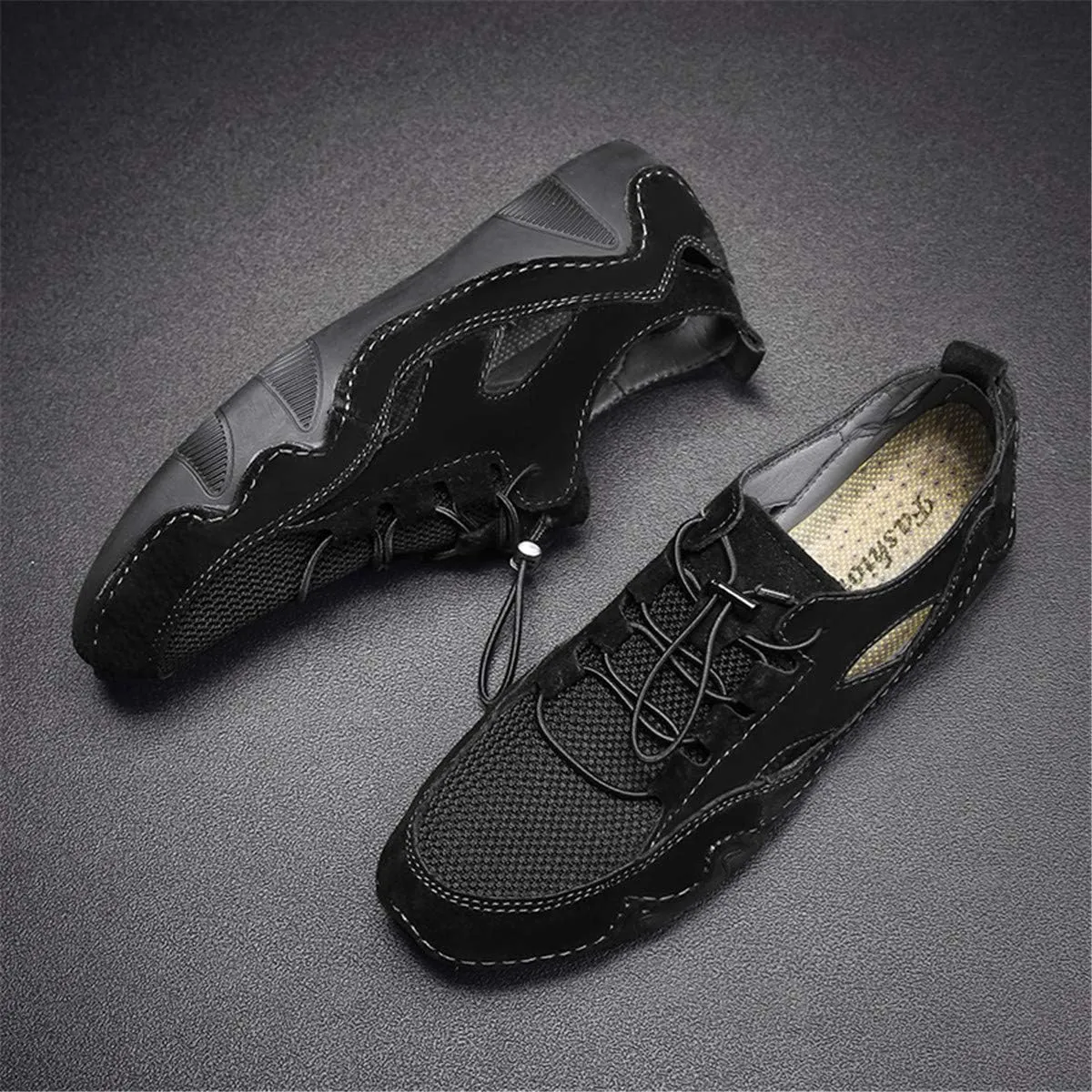 Men's Summer Handmade Outdoor Breathable Lace Up Driving Non-Slip Fashionable Comfort Lightweight Loafer Shoes for Men
