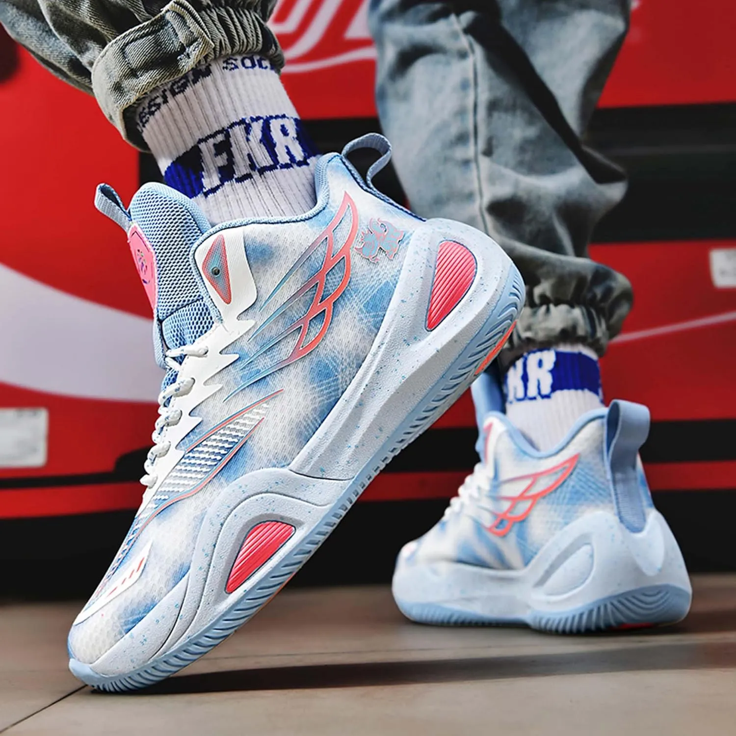 Mens Womens Couples Lace Up Mid Top Casual Sneakers Rubber Sole Non Slip Basketball Sneakers Comfortable and Breathable Running ShoesWear Resistant and Durable Fitness Training Shoes Walking Shoes