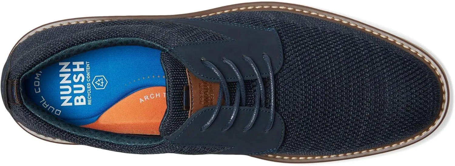 Nunn Bush Men's Griff Plain Toe Oxford Lightweight and Comfortable for All Occasions Knit Lace Up