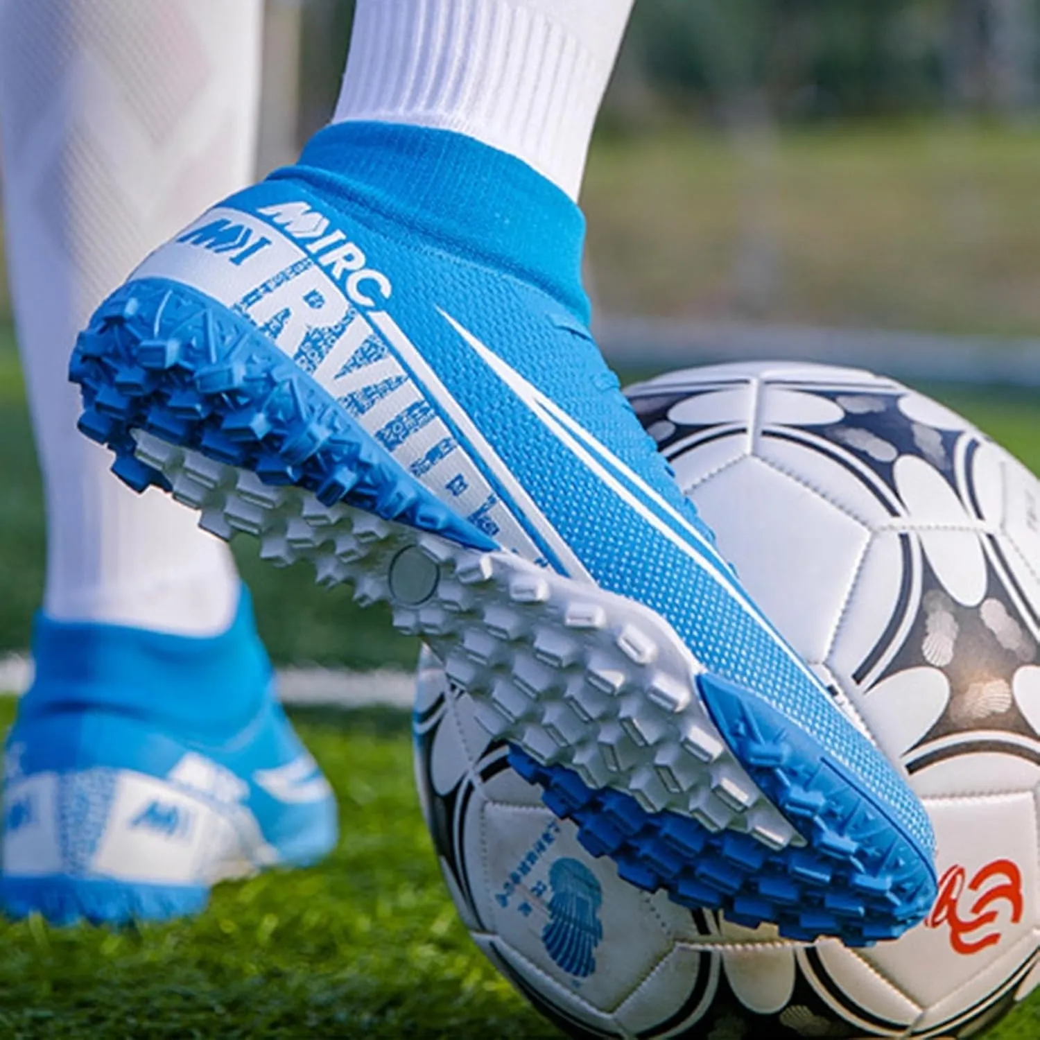 Outdoor Soccer Cleats Wide Competition, Football Cleats Breathable High Top Professional for Youth Unisex-Adult Training