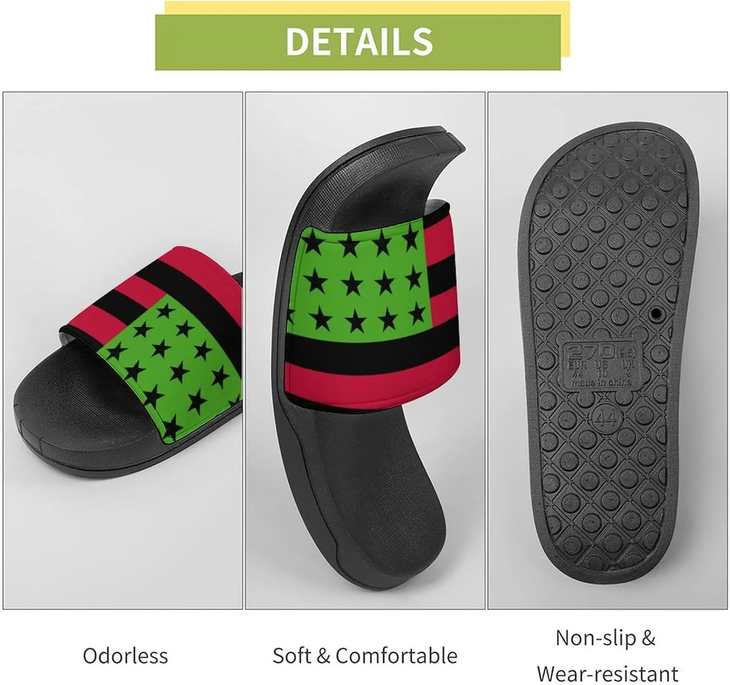 Pan African U.S.A. Flag House Slippers for Women Men Shower Slides Bathroom Sandals