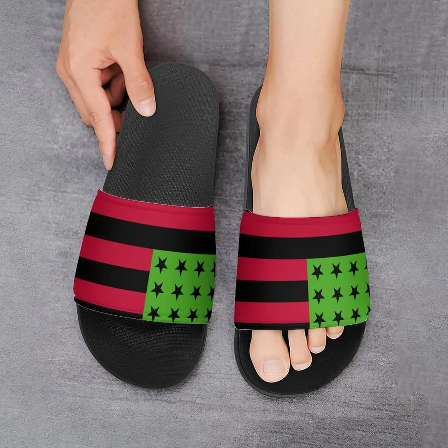 Pan African U.S.A. Flag House Slippers for Women Men Shower Slides Bathroom Sandals