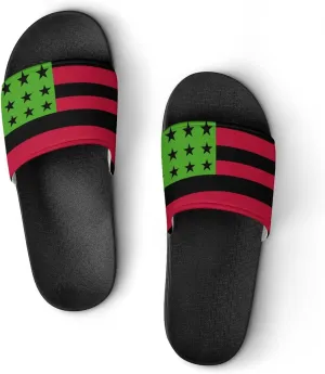 Pan African U.S.A. Flag House Slippers for Women Men Shower Slides Bathroom Sandals