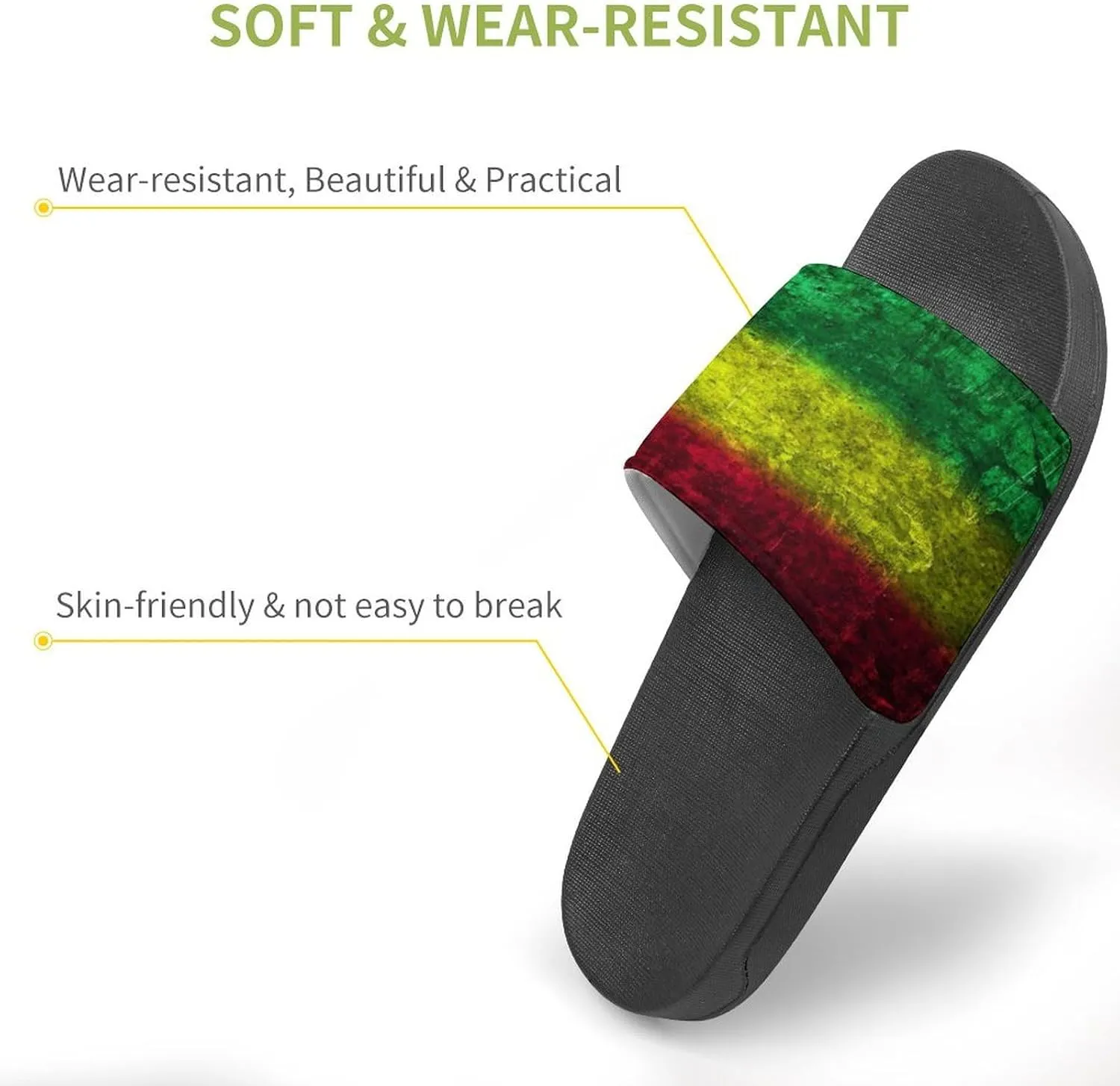 Red Yellow Green Rasta Flag House Slippers for Women Men Shower Slides Bathroom Sandals
