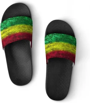 Red Yellow Green Rasta Flag House Slippers for Women Men Shower Slides Bathroom Sandals