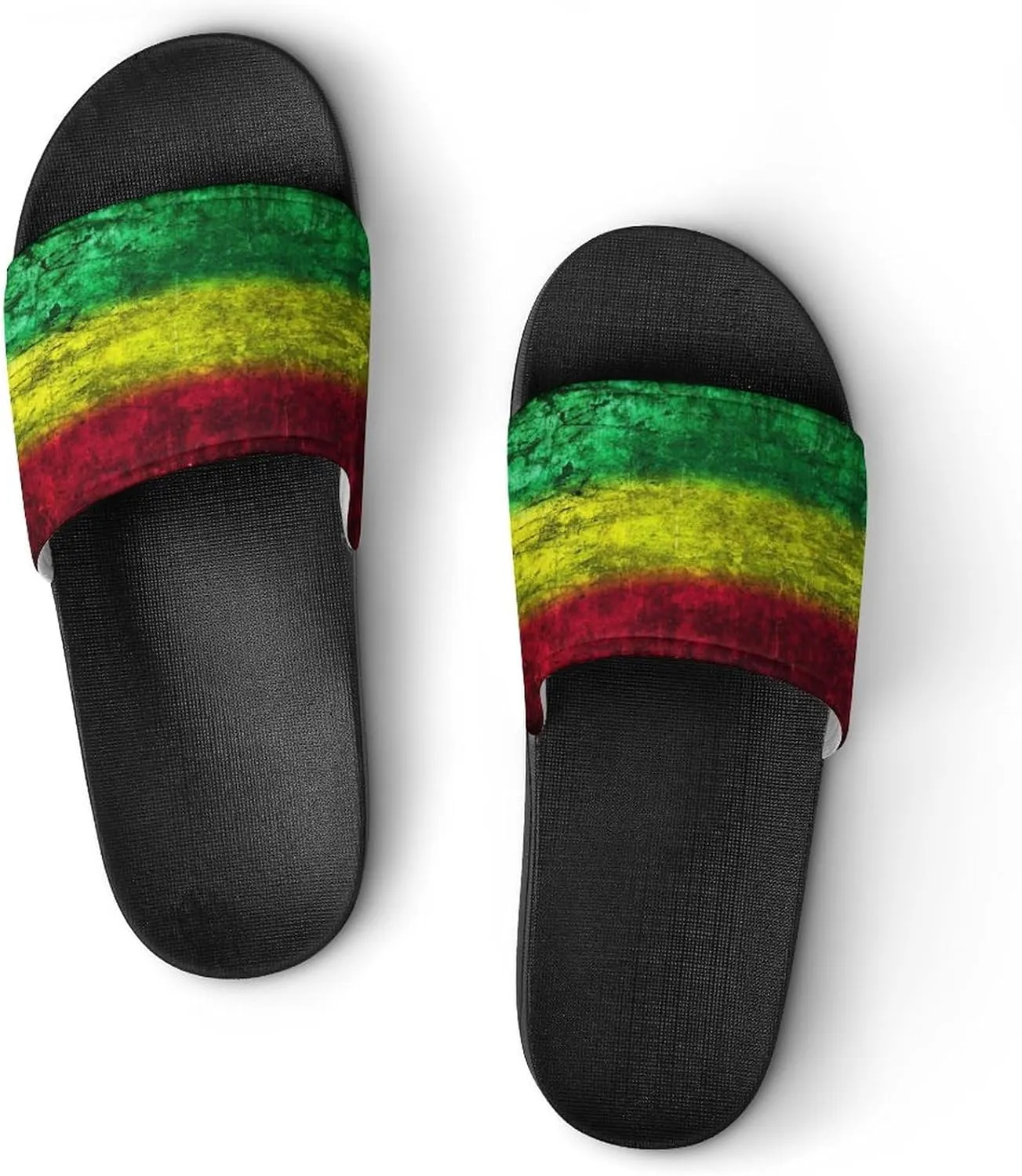 Red Yellow Green Rasta Flag House Slippers for Women Men Shower Slides Bathroom Sandals