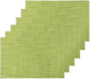  REDEARTH  Placemats-Two Tone Ribbed Woven Table Linen for Square, Round, Rectangle Dining Table, Coffee Table, Console, Dresser; 100% Cotton (14x20; Green) Set of 6