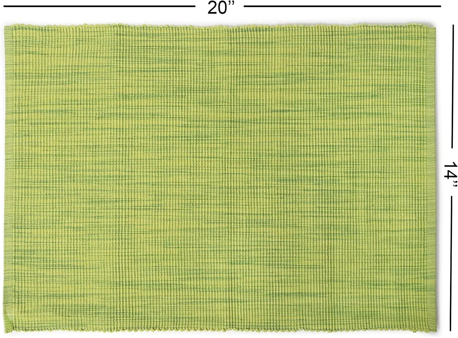  REDEARTH  Placemats-Two Tone Ribbed Woven Table Linen for Square, Round, Rectangle Dining Table, Coffee Table, Console, Dresser; 100% Cotton (14x20; Green) Set of 6