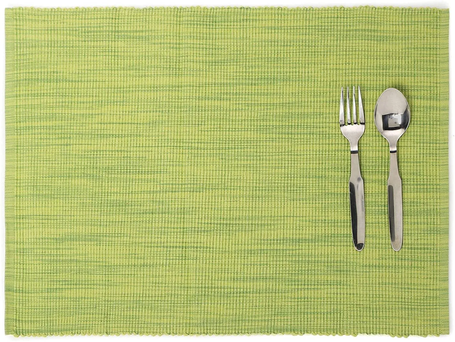  REDEARTH  Placemats-Two Tone Ribbed Woven Table Linen for Square, Round, Rectangle Dining Table, Coffee Table, Console, Dresser; 100% Cotton (14x20; Green) Set of 6