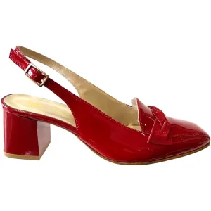 RF 23521 Red Patent Leather & Suede Bling Block Heels