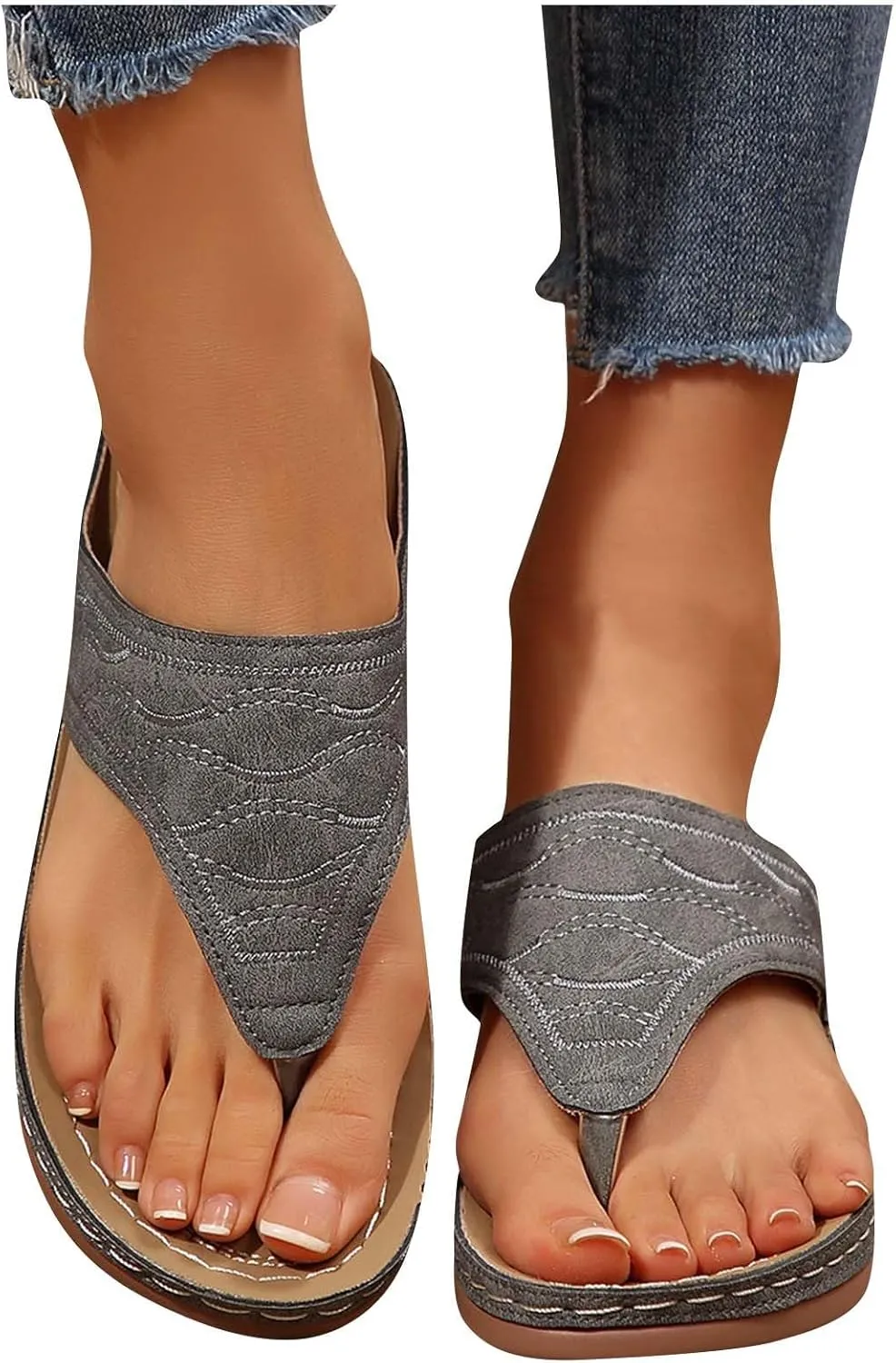 Sandals Women Wedge Shoes - Orthopedic Comfortable Arch Support Platform Womens Summer Dressy Flip Flop Casual Bunion Breathable
