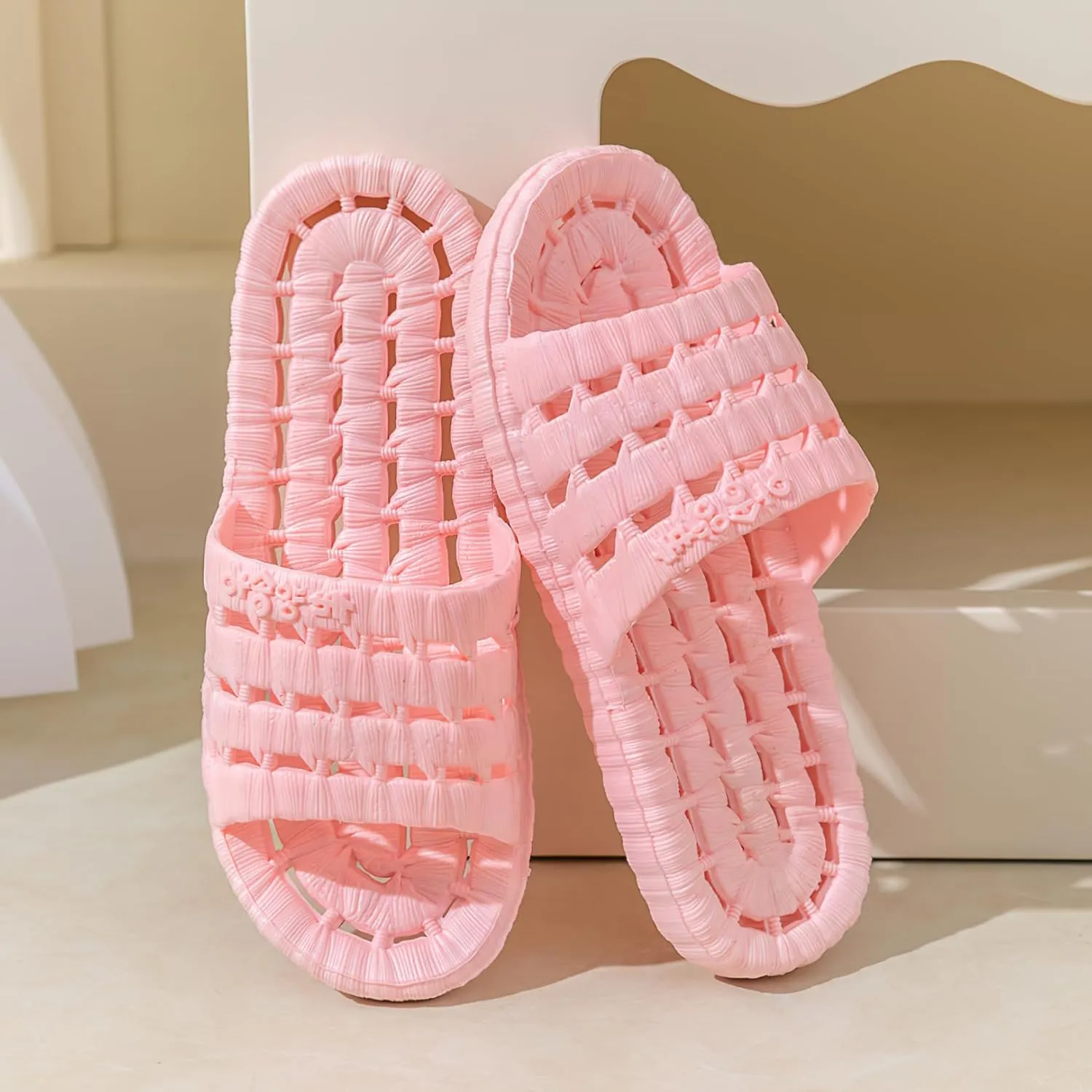 Shower Slippers for Women Men, Quick Drying Non Slip Lightweight Open-toe Travel-friendly Breathable Shoes Slide Slippers for Bathroom,House Slipper,Outdoor