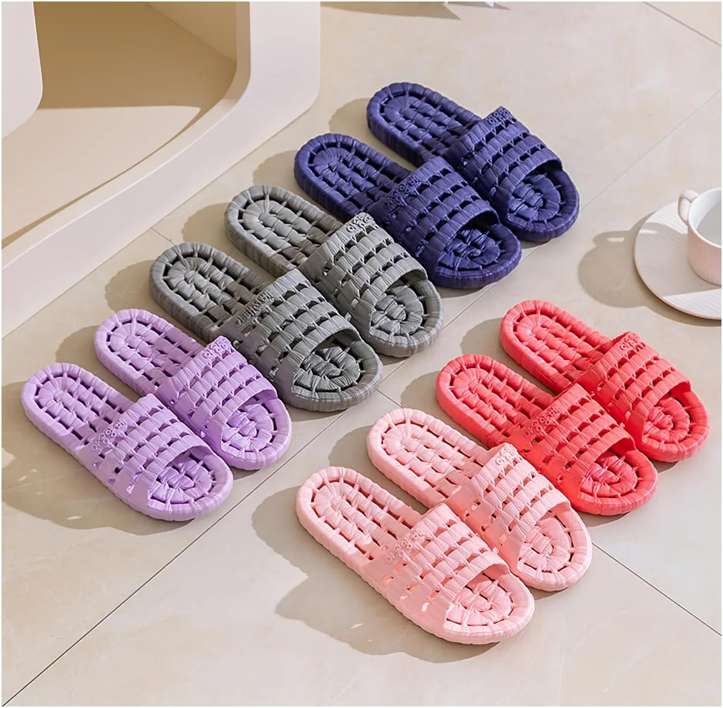 Shower Slippers for Women Men, Quick Drying Non Slip Lightweight Open-toe Travel-friendly Breathable Shoes Slide Slippers for Bathroom,House Slipper,Outdoor