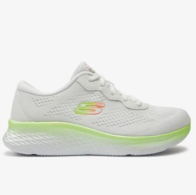 Sketchers white and lime runners
