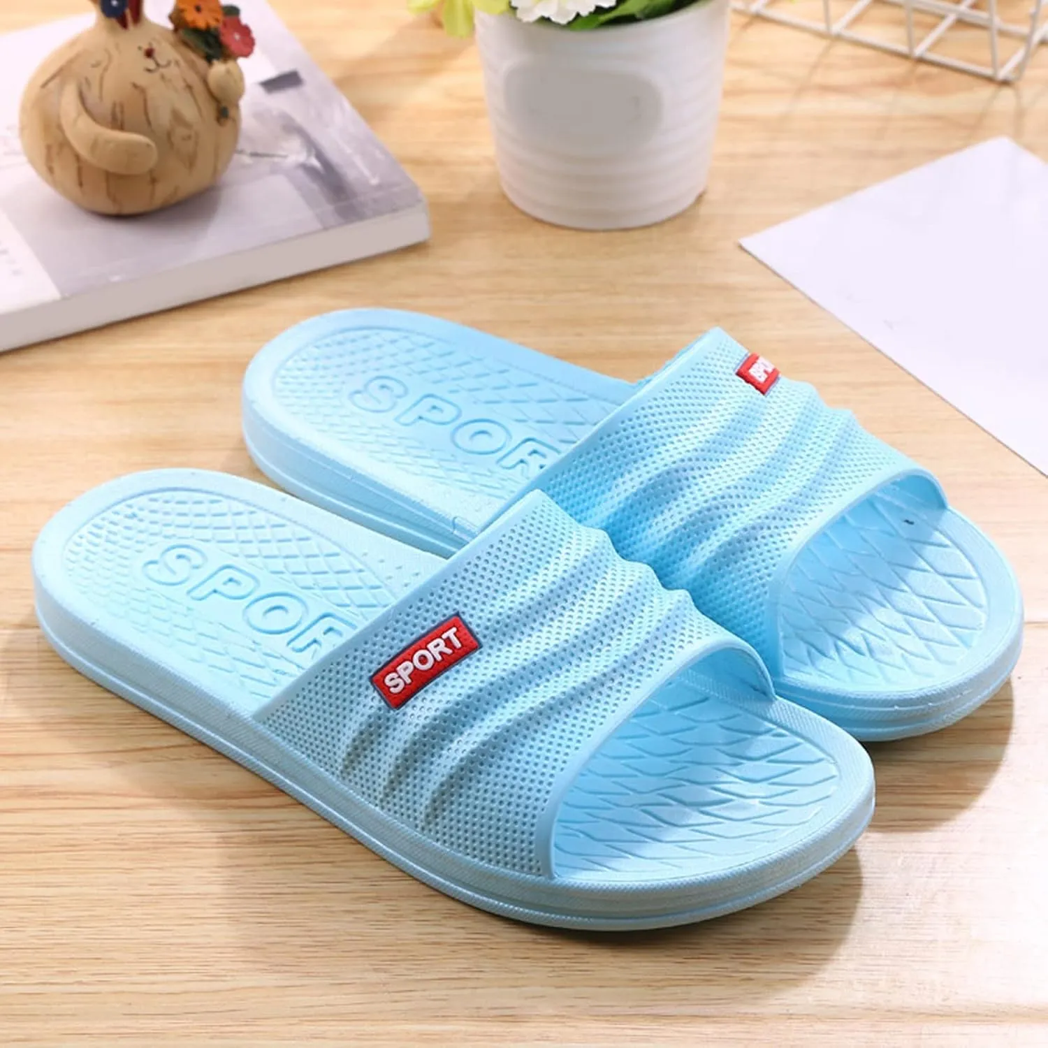 Slides for Men Shower Shoes Women Bathroom Slippers Men Womens Slides Bathroom Soft Sole Beach Slippers