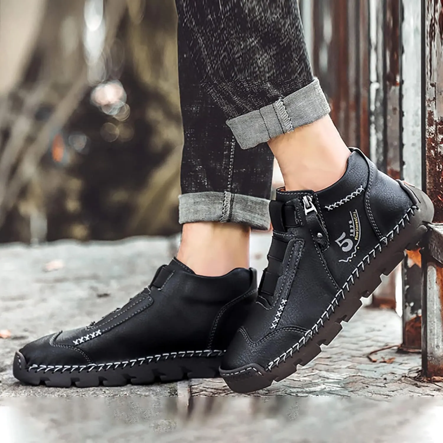 Slip on Walking Shoes for Men Casual Dressy Memory Foam Breathable Fashion High Top Sneakers Non Slip Arch Support Cushioning Training Gym Shoes Wide Width