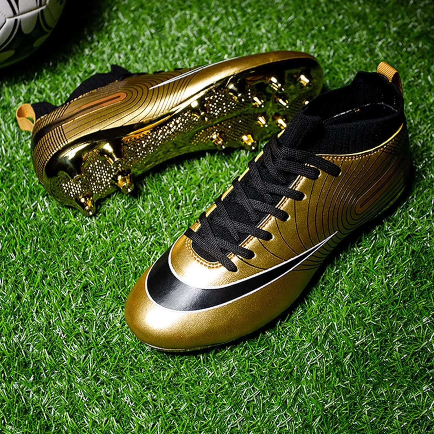 Soccer Cleats Mens AG High-Top Ankle Support,Football Cleats Youth Non-Slip Wear Resistant,Indoor Soccer Shoes Kids Soft Comfortable