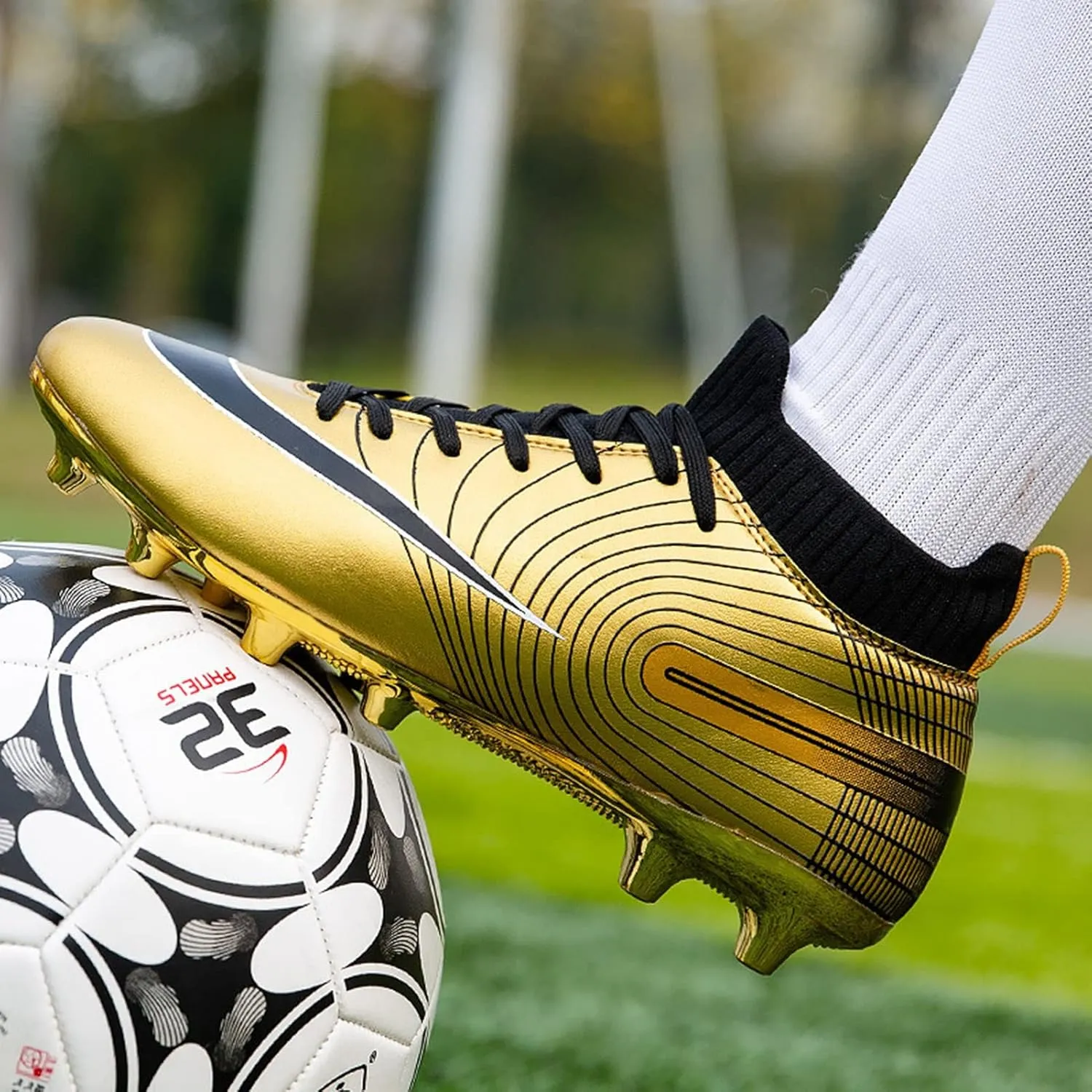 Soccer Cleats Mens AG High-Top Ankle Support,Football Cleats Youth Non-Slip Wear Resistant,Indoor Soccer Shoes Kids Soft Comfortable