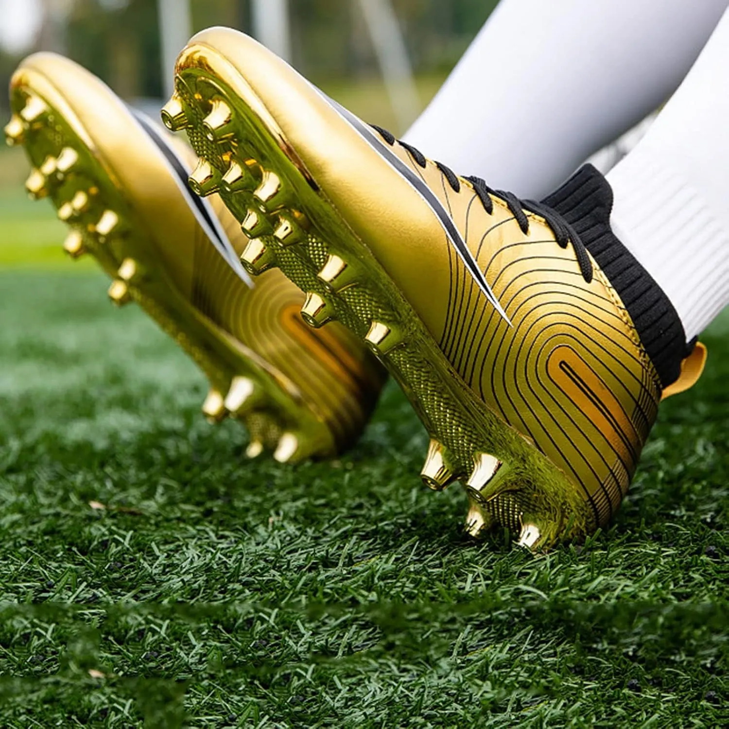 Soccer Cleats Mens AG High-Top Ankle Support,Football Cleats Youth Non-Slip Wear Resistant,Indoor Soccer Shoes Kids Soft Comfortable
