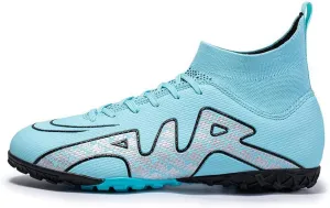 Soccer Shoes Mens TF High-Top Ankle Support,Indoor Soccer Shoes Kids Soft Comfortable,Youth Football Cleats Non-Slip Shock Absorption