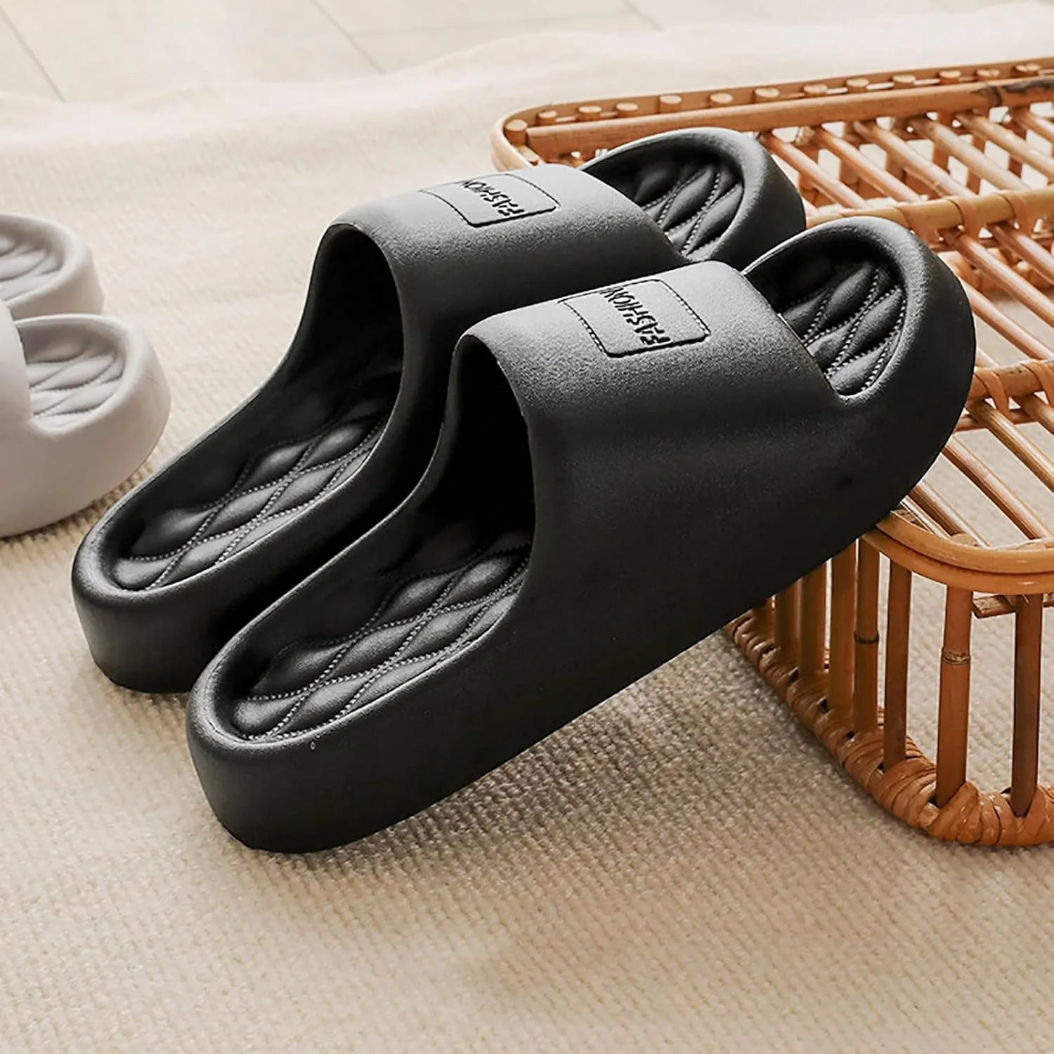 Summer Cloud Slides for Women and Men Soft Cloud Slippers Slides Easy Clean Thick Sole Glass Slippers for Women