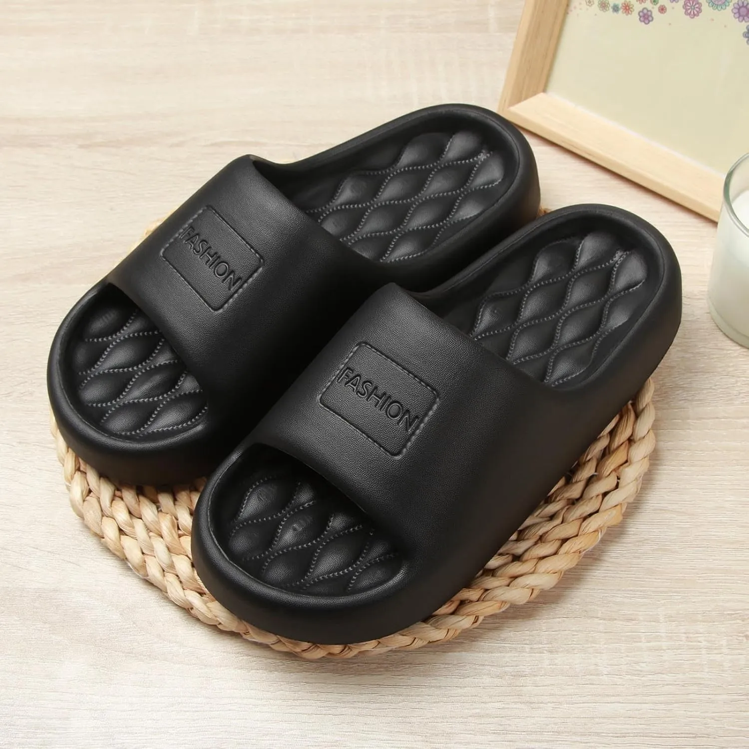 Summer Cloud Slides for Women and Men Soft Cloud Slippers Slides Easy Clean Thick Sole Glass Slippers for Women