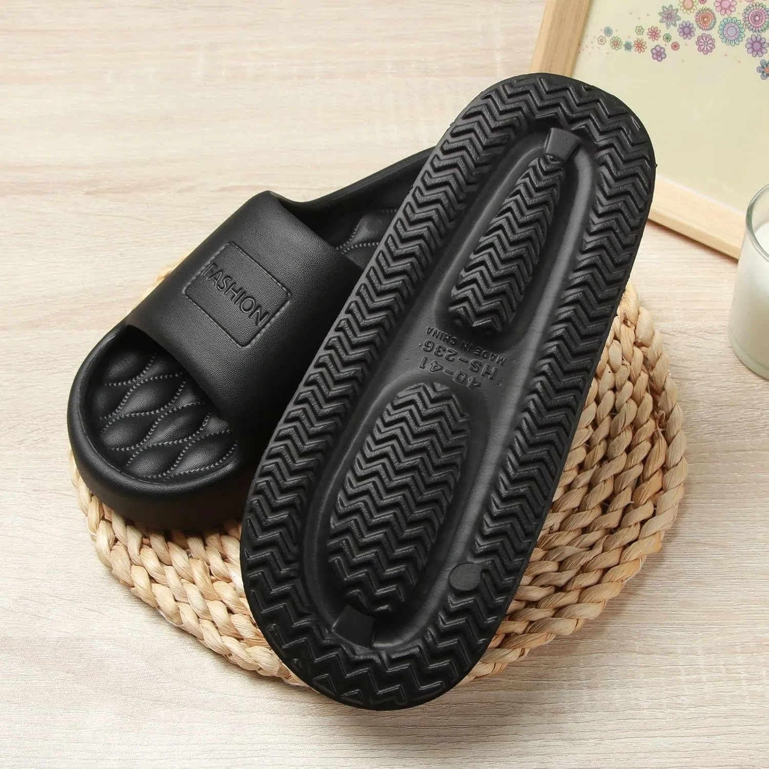 Summer Cloud Slides for Women and Men Soft Cloud Slippers Slides Easy Clean Thick Sole Glass Slippers for Women