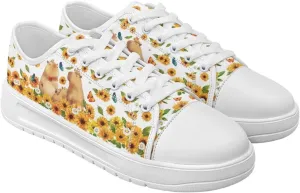 Sunflower Animal Print Women Casual Canvas Slip-On Sneaker Classic Low Top Shoes Lace-Up Platform Tennis Shoes