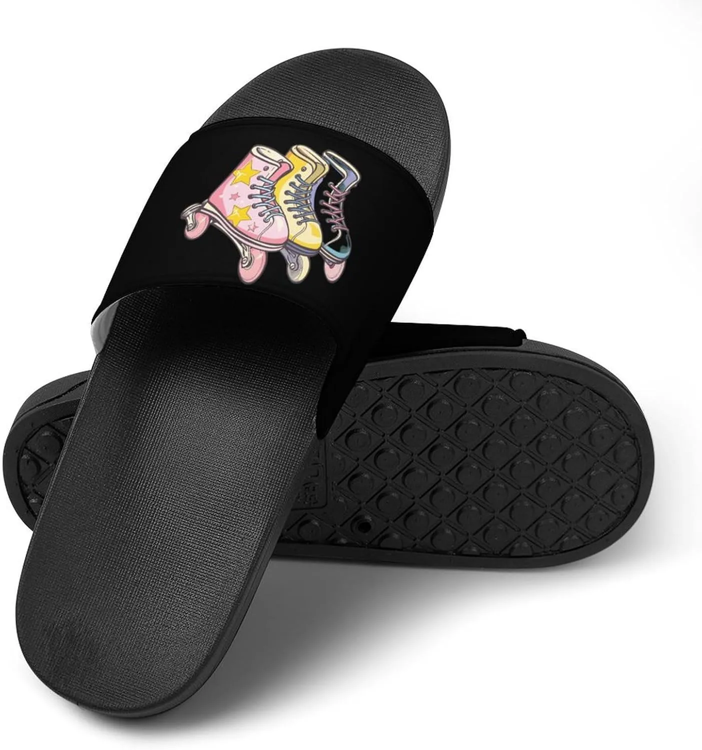 Vintage Roller Skating Skates 80s PVC Home Slippers Non-Slip Shower Shoes Casual Bathroom Slippers for Women Men