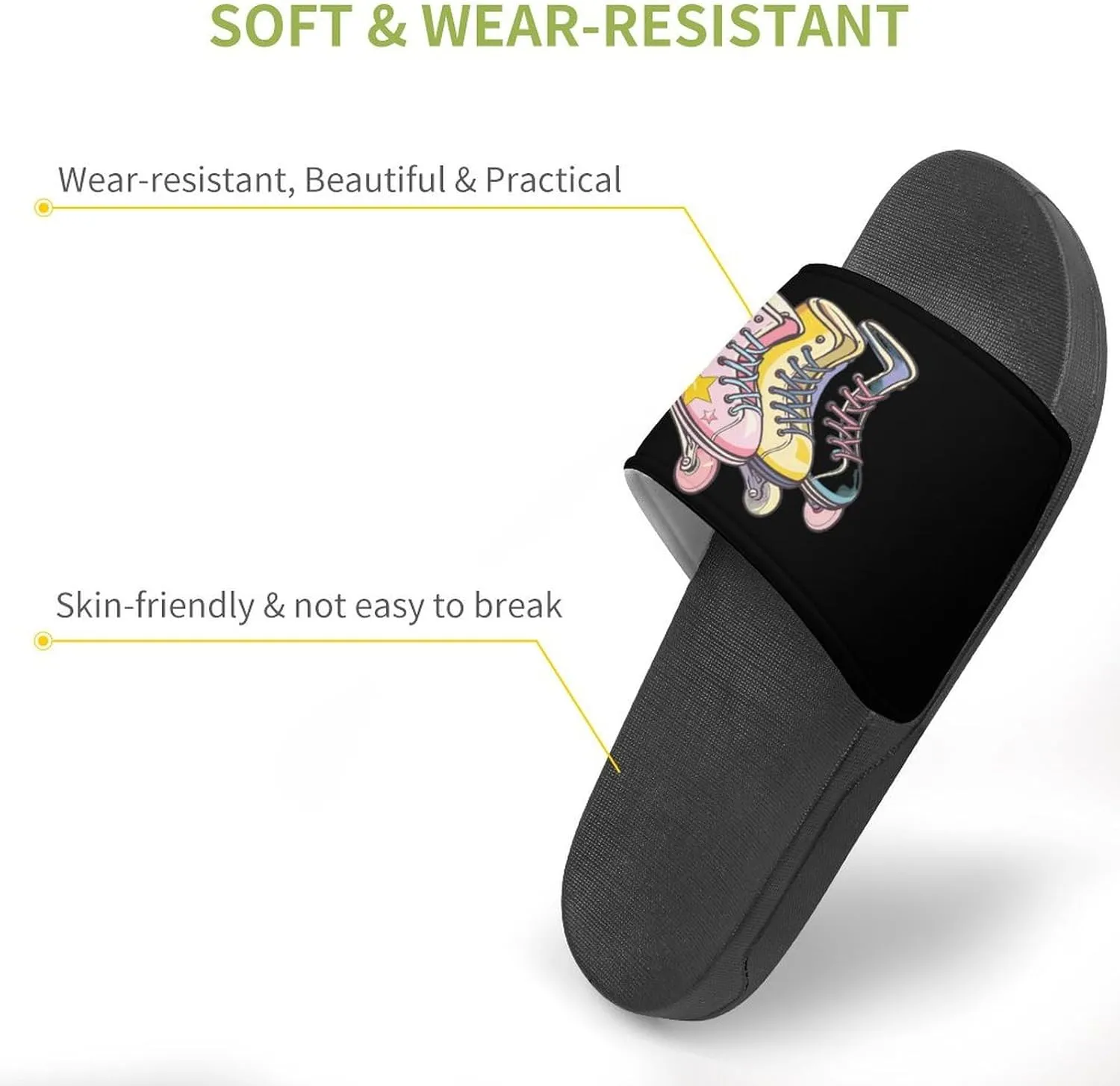 Vintage Roller Skating Skates 80s PVC Home Slippers Non-Slip Shower Shoes Casual Bathroom Slippers for Women Men