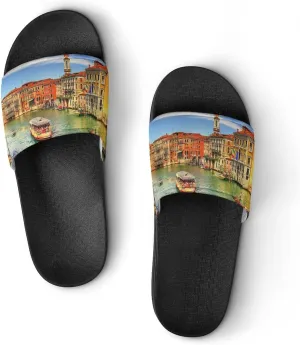 Water Venice Italy, House Slippers for Women Men Shower Slides Bathroom Sandals