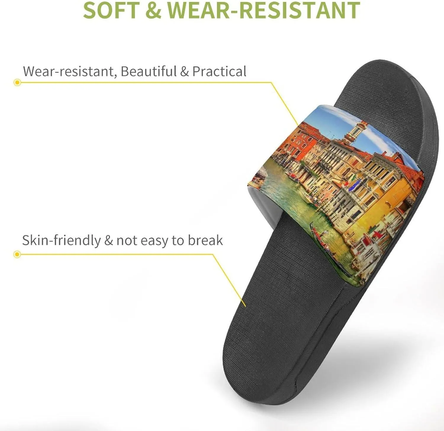 Water Venice Italy, House Slippers for Women Men Shower Slides Bathroom Sandals
